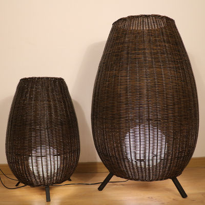 Außen Rattan Stativ Fußbodenlampe Led Schwarz Stehlicht Hotel Moderne Dekoration