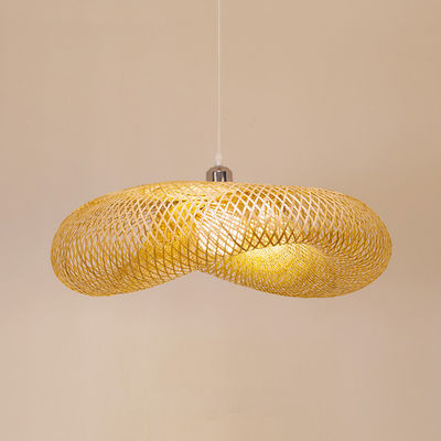 Bamboo Rattan Kronleuchter Anhänger Leicht handgewebter Stil mit verstellbarer Höhe für den Innenbereich