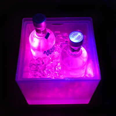 Moderner Quadrat LED Eisbehälter, doppelte Schicht Licht Champagnerbehälter transparent