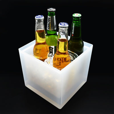 Moderner Quadrat LED Eisbehälter, doppelte Schicht Licht Champagnerbehälter transparent