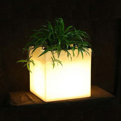 Quadratisch PE Kunststoff Beleuchtungs-LED-Eisbehälter / LED-Blumenkrug / Blumenpflanzer