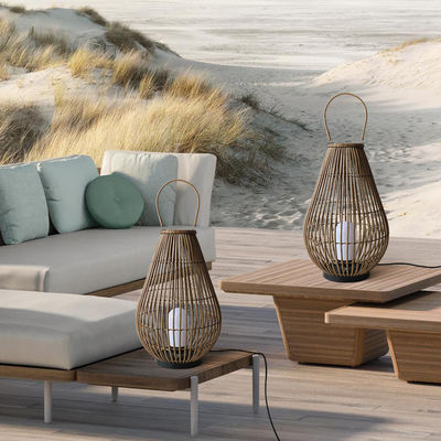 Landschaftliche Außenlaternen Rattan Gewebte Lampe Wiederaufladbare Anhänger