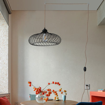 Bambus-Material Industrie-Stil Anhängerlampe mit Stecker und Schalter