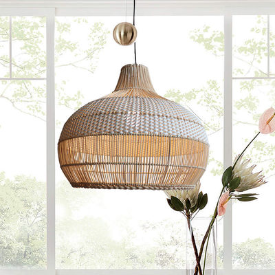 Bambus-Rattan-Hängeleuchte, Wicker-Deckenlampe für Innenhausdekorationen