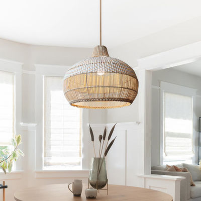 Bambus-Rattan-Hängeleuchte, Wicker-Deckenlampe für Innenhausdekorationen