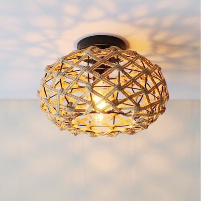 Kreative Balkon-Hängeleuchte Retro-Hanf-Seildeckenlicht