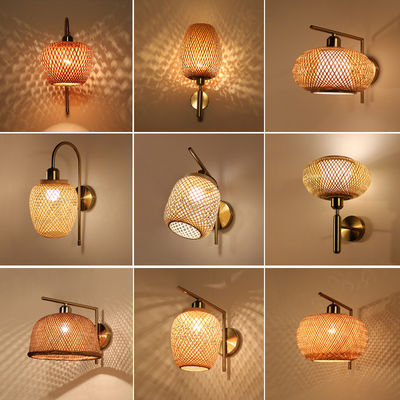 Handgefertigte Rattan-Wandlampen, 3500K Wicker Rattan-Lampe Schaltbetrieb