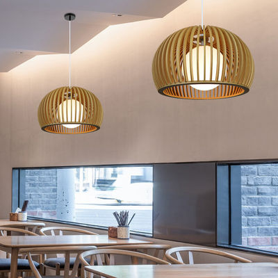 Moderne Massivholz-Kronleuchter, Anhänger Rattan Licht für Restaurant Wohnzimmer