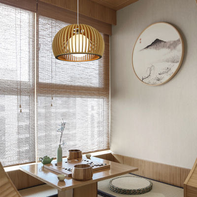 Moderne Massivholz-Kronleuchter, Anhänger Rattan Licht für Restaurant Wohnzimmer