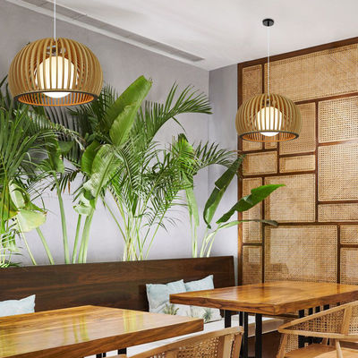 Moderne Massivholz-Kronleuchter, Anhänger Rattan Licht für Restaurant Wohnzimmer