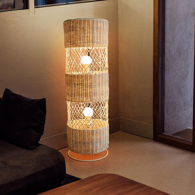 Handgefertigte Led-Rattan-Viker-Bodenlampe Für Wohnzimmerdekoration