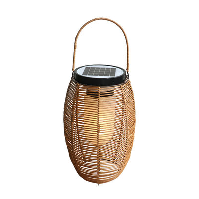 IP65 Rattan Gewebte Sonnenleuchten, 3500K Rattan Solarbetriebene Gartenlaterne