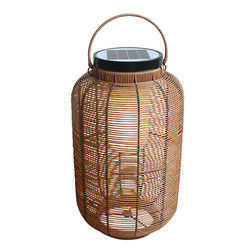 IP65 Rattan Gewebte Sonnenleuchten, 3500K Rattan Solarbetriebene Gartenlaterne