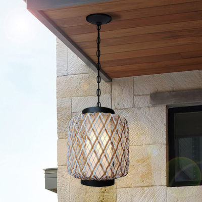 Dekoratives Rattan-Hängeleuchten, kleines Außen-Rattan-Kronleuchter, wasserdicht