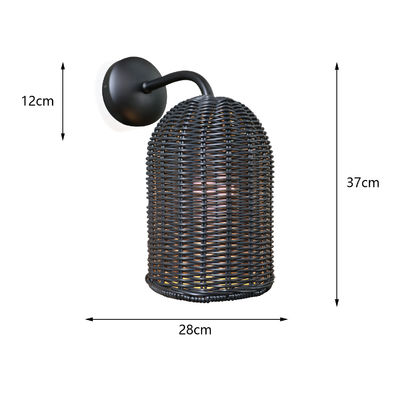 220V Rattan Wandlampe Schatten Hand Stricken Wasserdicht Für den Außenbereich
