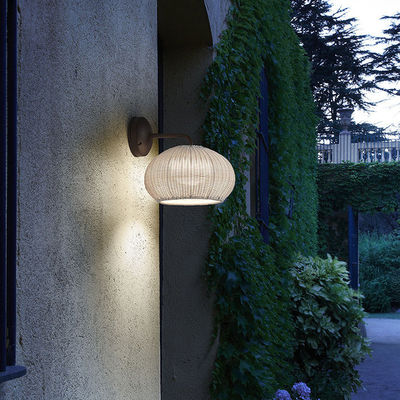 Handknitten Rattan Wandleuchten Sconce Wasserdicht Runde Form Für den Außenbereich