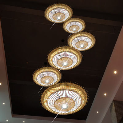 OEM Bambus Rattan Anhänger Licht Schirm Form Für Hausdekoration