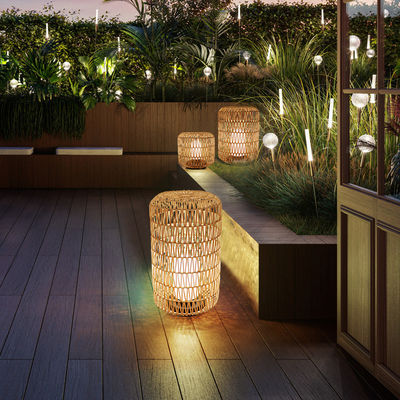 Außenrasen Rattan Garten Laternen IP44 wasserdicht für Hotel