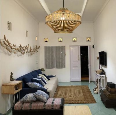 3500K Retro Bambus Gewebter Anhänger Licht Für Innen Wohnzimmer