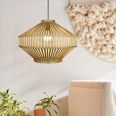 3500K Retro Bambus Gewebter Anhänger Licht Für Innen Wohnzimmer