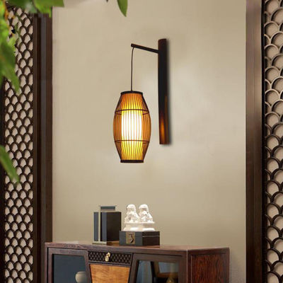 Chinesische Wandlampe aus massivem Holz - Hotel Bambus-Korridorlampe -Antike Bambus Laterne Wandlampe