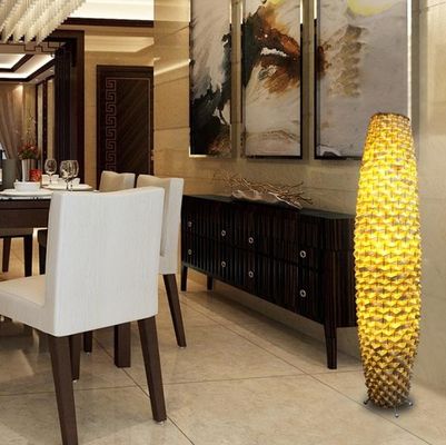 Bambus Woven Boden Rattan Lampe 3500K für Wohnzimmer Wohnzimmer