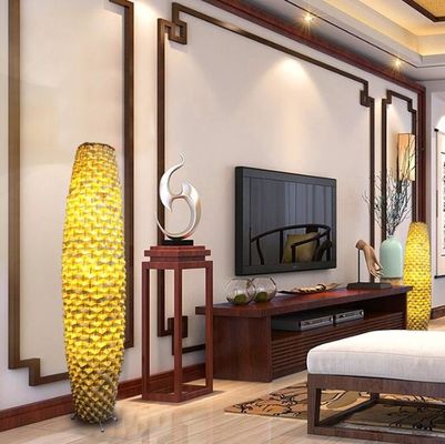 Bambus Woven Boden Rattan Lampe 3500K für Wohnzimmer Wohnzimmer