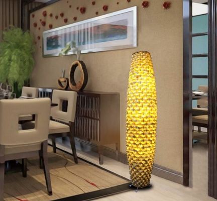 Bambus Woven Boden Rattan Lampe 3500K für Wohnzimmer Wohnzimmer