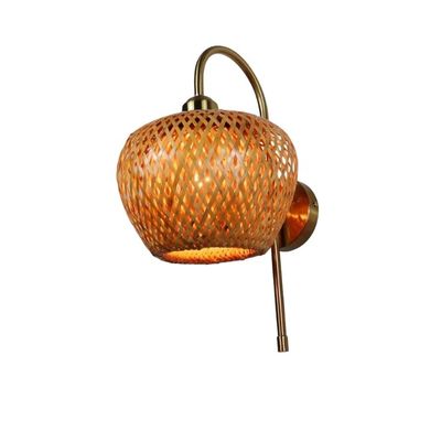 E27 LED Gewebte Bambus Wandlampe Sconce 3500K Für Schlafzimmer Bad