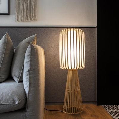 Bamboo-Weaving Rattan-Bodenlampe für Wohnzimmer im Teehaus