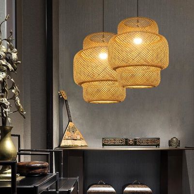 3500K Runde Bambus-Weaving LED Anhängerlicht, Runde Rattan Licht OEM ODM