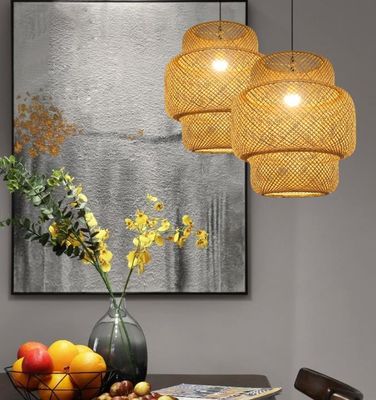 3500K Runde Bambus-Weaving LED Anhängerlicht, Runde Rattan Licht OEM ODM
