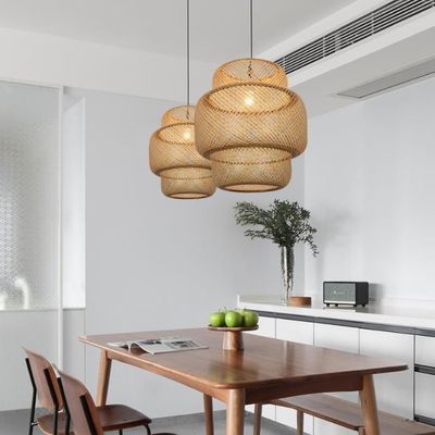 3500K Runde Bambus-Weaving LED Anhängerlicht, Runde Rattan Licht OEM ODM