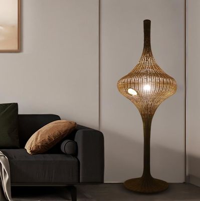 Moderne Stehende Rattan Fußbodenlampe E27 Basis Für Wohnzimmer Hotel