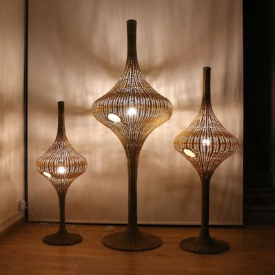 Moderne Stehende Rattan Fußbodenlampe E27 Basis Für Wohnzimmer Hotel