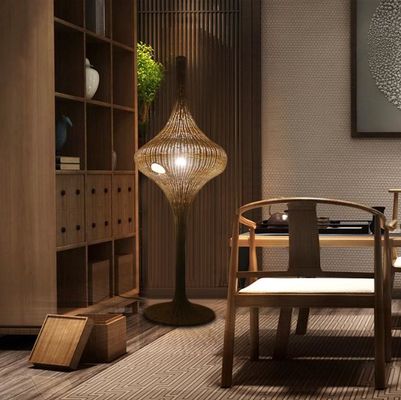 Moderne Stehende Rattan Fußbodenlampe E27 Basis Für Wohnzimmer Hotel