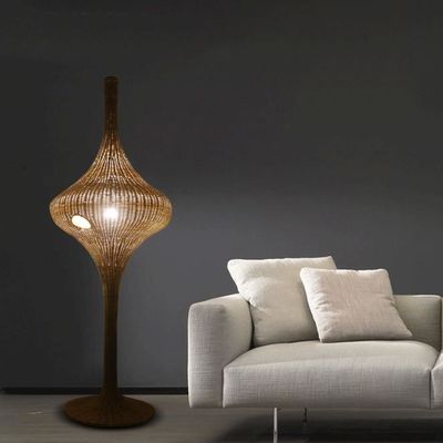 Moderne Stehende Rattan Fußbodenlampe E27 Basis Für Wohnzimmer Hotel