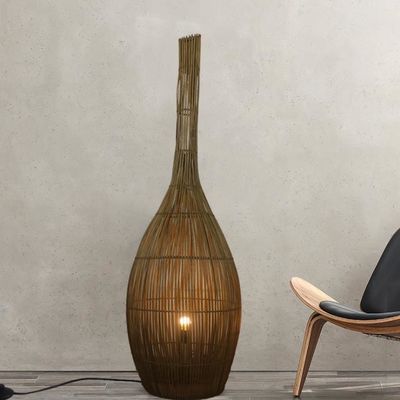3500K Künstlerische Rattan Fußbodenlampen Licht für Hotel Club Wohnzimmer