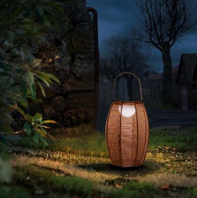 Außen Rattan Schattenbodenlampe Solarbetrieb IP65 wasserdicht