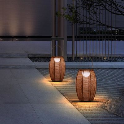 Außen Rattan Schattenbodenlampe Solarbetrieb IP65 wasserdicht