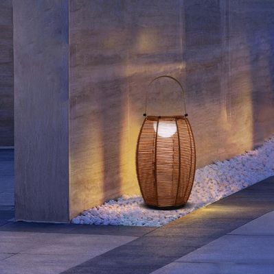 Außen Rattan Schattenbodenlampe Solarbetrieb IP65 wasserdicht