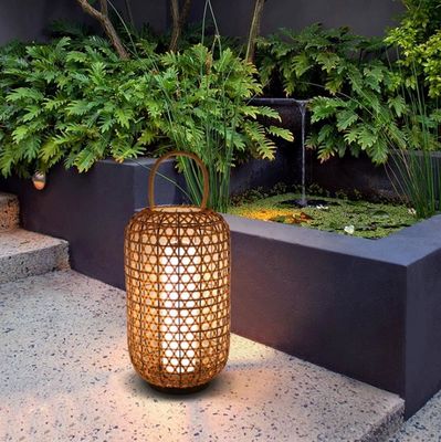 Wasserdichte Rattan Fußbodenlampe, Wicker Stehlampe Für Außenbalkon