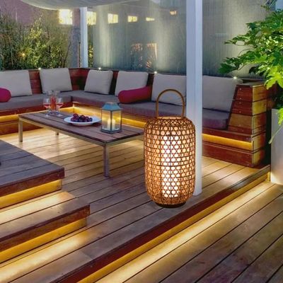 Wasserdichte Rattan Fußbodenlampe, Wicker Stehlampe Für Außenbalkon