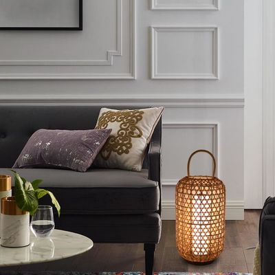 Wasserdichte Rattan Fußbodenlampe, Wicker Stehlampe Für Außenbalkon