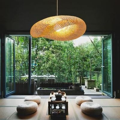 Moderner Bambus Rattan Anhänger Licht Lampenschirm Für Innenzimmer