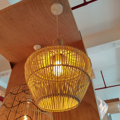 Handgefertigte Wicker Rattan Anhänger Kronleuchter 150 Grad Strahl Winkel Schalter Steuerung