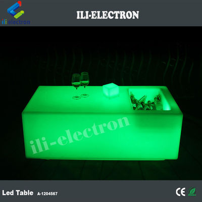 Einzigartiger drahtloser PE-LED-Bartisch aus Kunststoff mit Eisbehälter/Kühlerbehälter