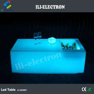 Einzigartiger drahtloser PE-LED-Bartisch aus Kunststoff mit Eisbehälter/Kühlerbehälter