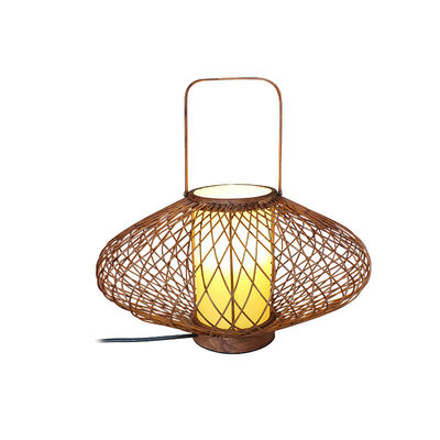 3500K warme weiße Rattan-Bambus-Tischlampe für Schlafzimmer-Schaltersteuerung