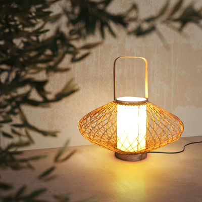 3500K warme weiße Rattan-Bambus-Tischlampe für Schlafzimmer-Schaltersteuerung